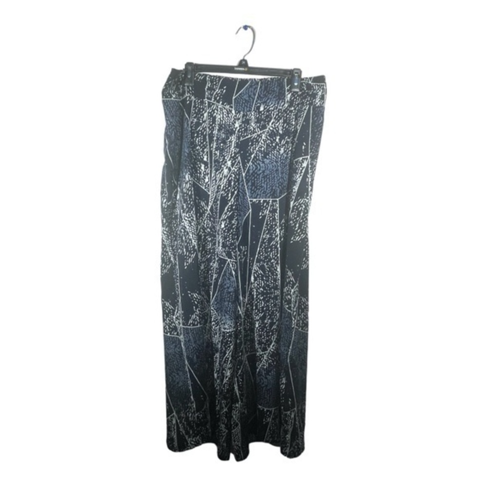 Mossimo Womens Wide Leg Trouser Pants Blue White Geometric Print Size L